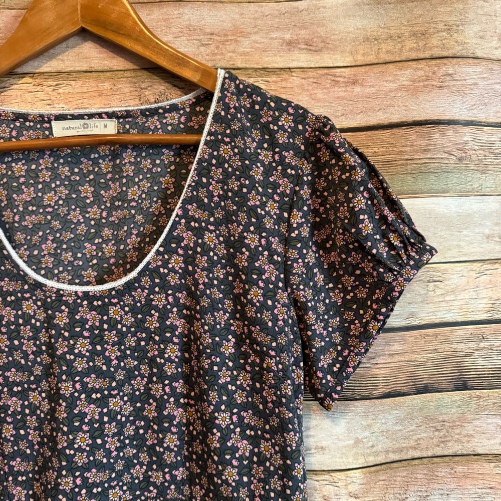 Natural Life Women's Floral Print Boho Peasant Cottagecore Juliette Maxi Dress M - Picture 7 of 10